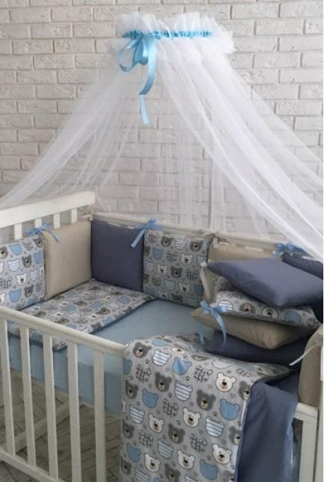 Комплект детского постельного белья с 7 предметов Baby Design Premium, Мишки