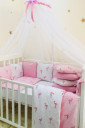 Комплект переменного детского постельного белья с 3 предметов Baby Design Premium, фламинго