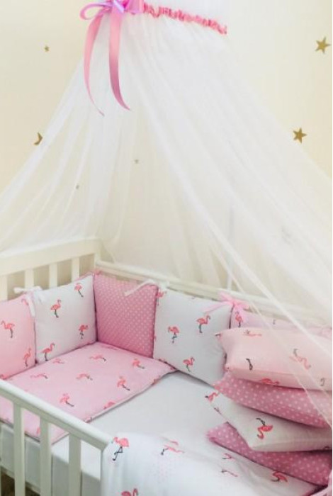 Комплект защитных бортиков в детскую кровать Baby Design, Фламинго