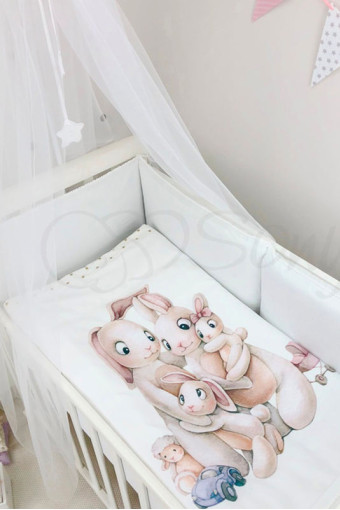 Комплект переменного детского постельного белья с 3 предметов Семья, белый