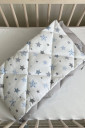 Полный комплект постельного белья в детскую кроватку Baby Dream, Stars голубого цвета