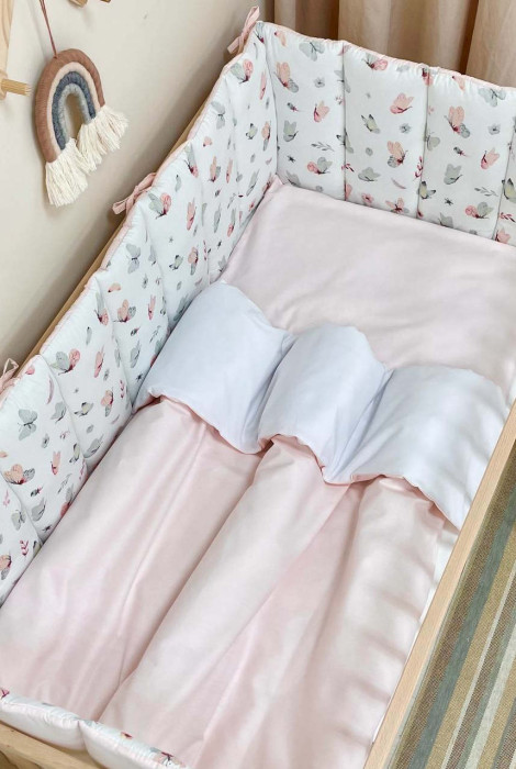 Повний комплект постільної білизни в дитяче ліжечко Baby Dream, метелики