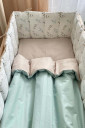 Повний комплект постільної білизни в дитяче ліжечко Baby Dream, М'ятні ГІЛОЧКИ-КОТИКИ
