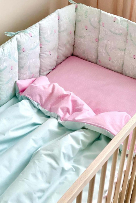 Повний комплект постільної білизни в дитяче ліжечко Baby Dream, пташки