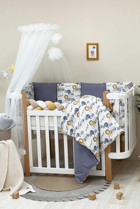 Полный комплект постельного белья для новорожденных Happy night, с львёнком