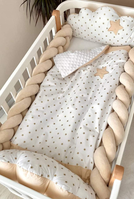 Комплект постельного белья для новорожденных Облачка, бежевого цвета