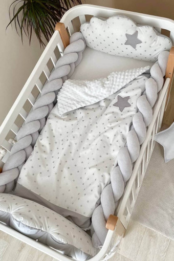 Комплект детского постельного белья Облачка, серый