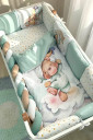 Комплект детского постельного белья з 6 предметов Мишка Гамми, мятный