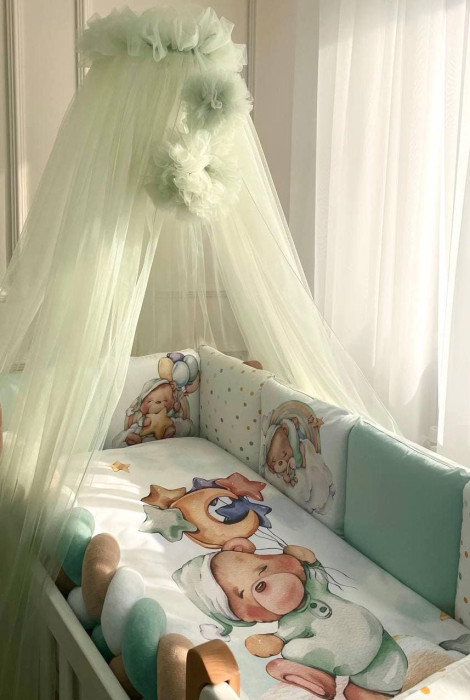 Комплект детского постельного белья з 6 предметов Мишка Гамми, мятный