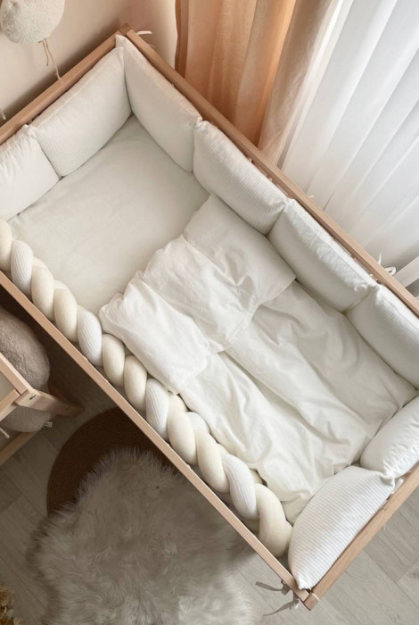 Вельветовий комплект постільної білизни в дитяче ліжечко Velvet молочного кольору