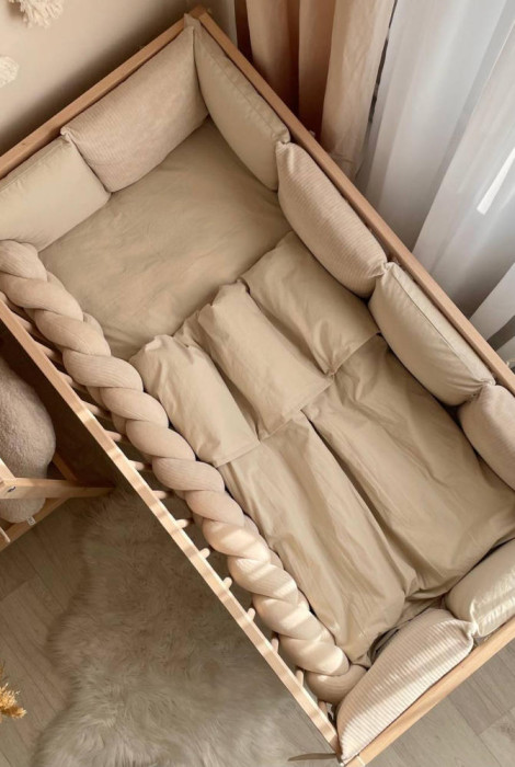 Вельветовый комплект постельного белья в детскую кроватке Velvet в цвете мока