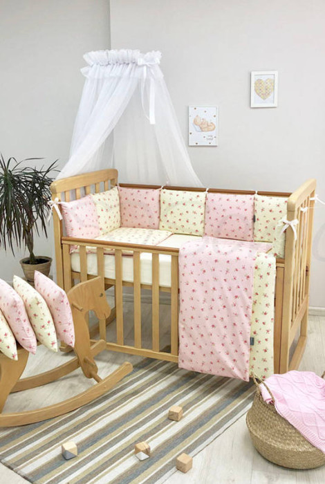 Комплект дитячої постільної білизни із 7 предметів Baby Design Pink