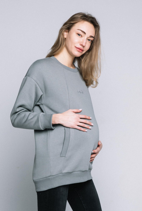 Cвитшот для беременных и кормящих мам, Серый