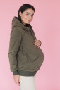 Флисовое худи для беременных и слингоношения, оливкового цвета