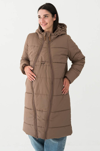 Зимова куртка для вагітних і слінгоносіння 3 в 1,  Капучіно