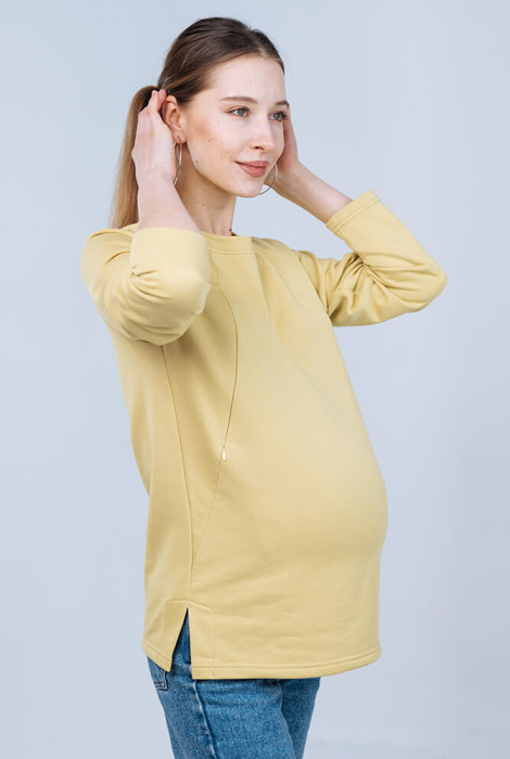 Свитшот для беременных с секретом для кормления фисташкового цвета