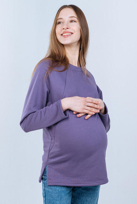 Світшот для вагітних з секретом для годування, фіалкового кольору