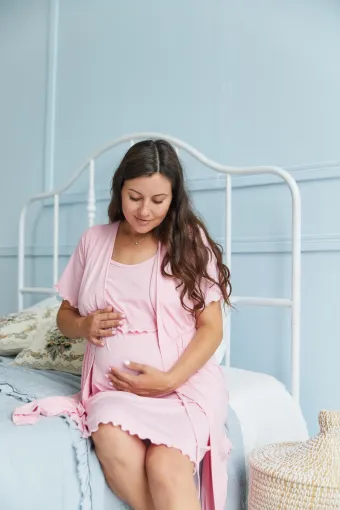 Комплект халат и рубашка для беременных и кормления Melanie, розовый
