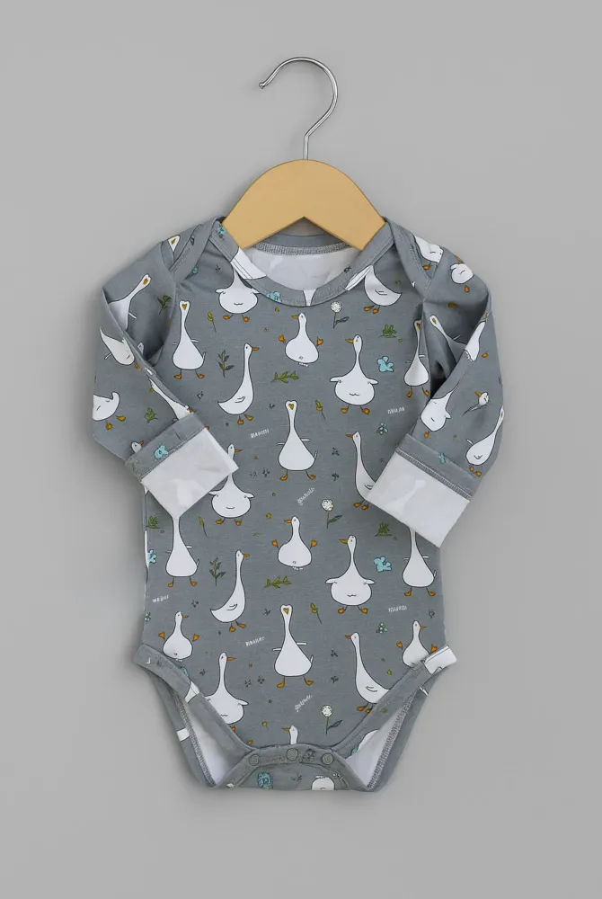 Детский трикотажный боди с длинным рукавом, Гуси Детский трикотажный боди с длинным рукавом, Гуси