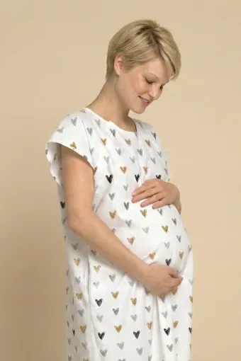 Платье-рубашка для родов и кормления, Сердца