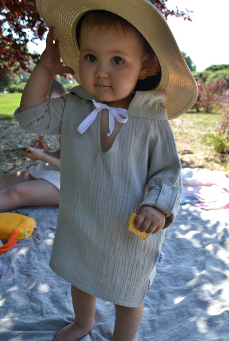 Дитяча муслінова туніка MWing, сіро-оливкового кольору