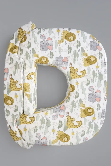 Бавовняна наволочка на ортопедичну подушку для годування двійні, сафарі на білому тлі Бавовняна наволочка на ортопедичну подушку для годування двійні, сафарі на білому тлі