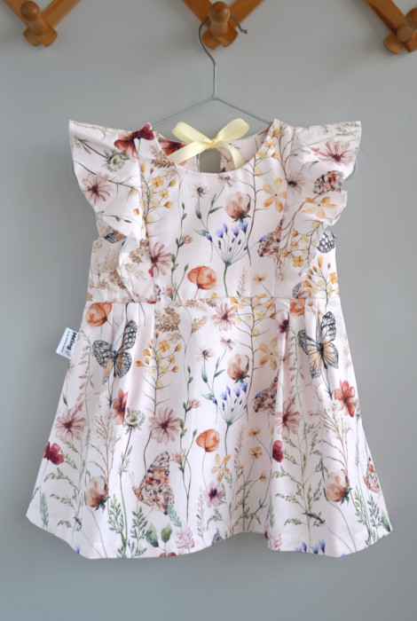 Хлопковое платье для девочки с бабочками и цветами