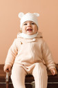 Трикотажна шапочка з вушками та шарф-хомут Bruin, молочного кольору