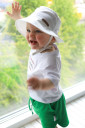 Лляна дитяча панамка Classik, білого кольору