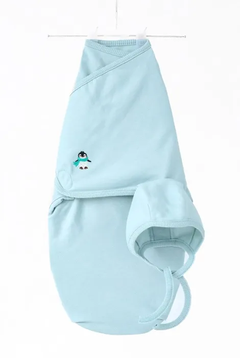 Тепла пелюшка-кокон на липучці Cozy, з вишитим пінгвіном