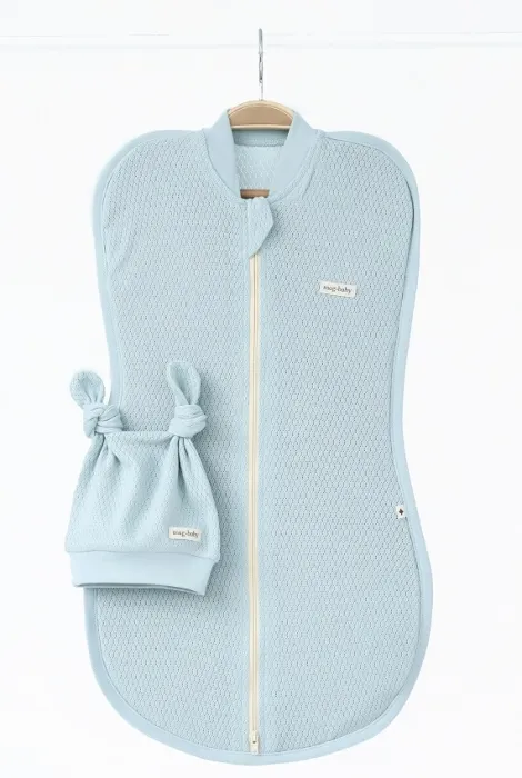 Невагома євро пелюшка кокон Honey з шапочкою, блакитна