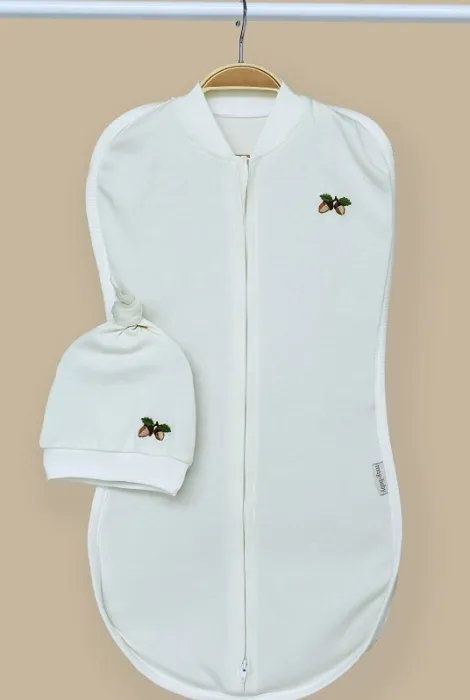 Пеленка-кокон на молнии с шапочкой Purl, с желудями