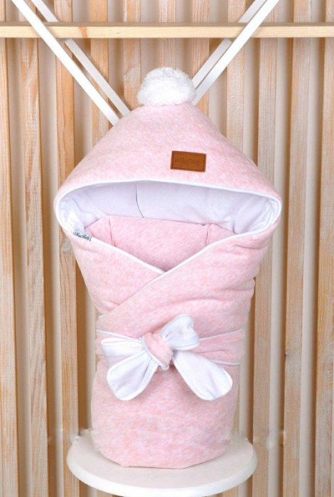 Велюровый конверт-одеяло на выписку на трикотаже Розовый меланж