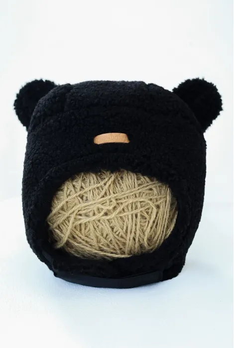Меховая шапка Baloo с ушками, чёрная