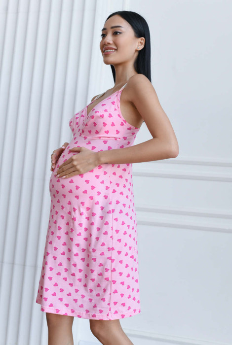 Нічна сорочка 24124 для вагітних і годування Baby, рожевий