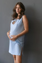 Рубашка для беременных, для родов и ГВ, голубого цвета