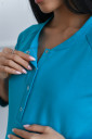 Тепла нічна сорочка для вагітних з секретом для годування, бірюзового кольору