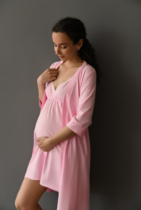 Халат для вагітних і в пологовий будинок 25316, рожевого кольору