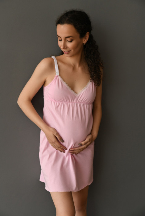 Рубашка для беременных и кормления 24133, розового цвета