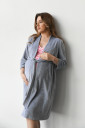 Велюровий халат для вагітних 25200, сірого кольору