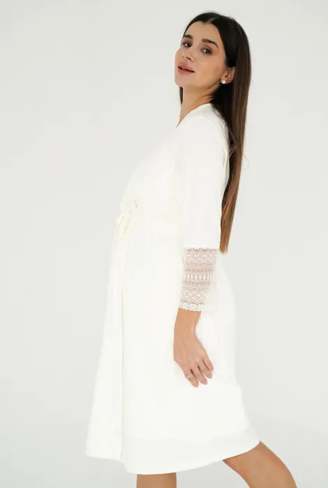 Халат для вагітних і в пологовий будинок 25318, молочного кольору