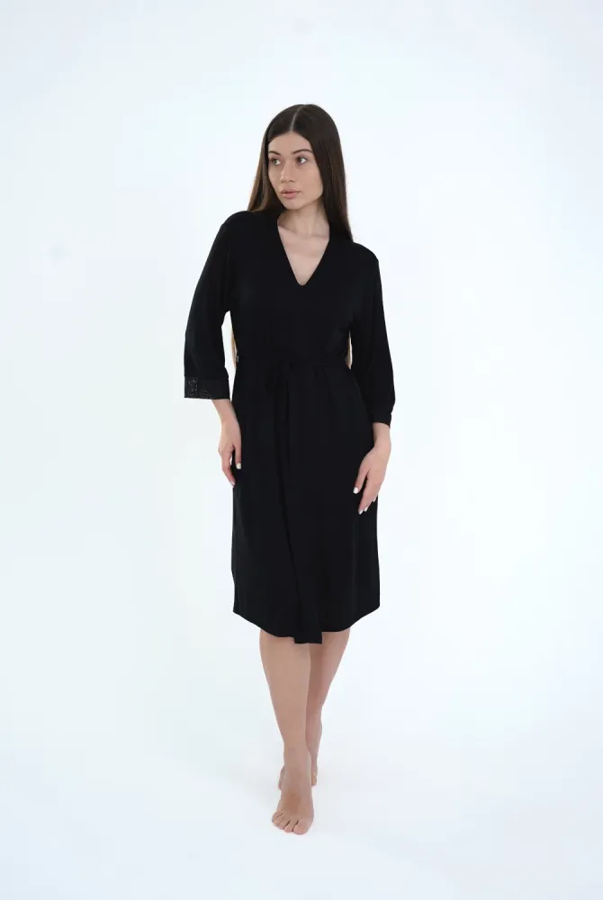 Халат для вагітних і годуючих 25319, чорний Халат для вагітних і годуючих 25319, чорний