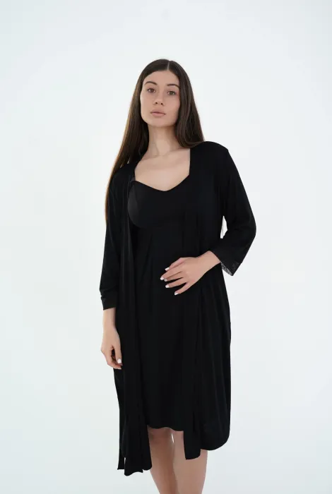 Халат для вагітних і годуючих 25319, чорний Халат для вагітних і годуючих 25319, чорний