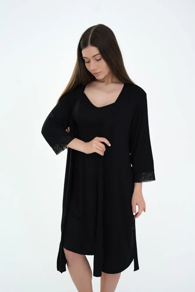 Халат для вагітних і годуючих 25319, чорний Халат для вагітних і годуючих 25319, чорний