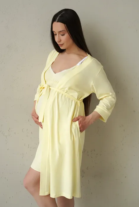Халат для вагітних і в пологовий будинок 25316, жовтого кольору