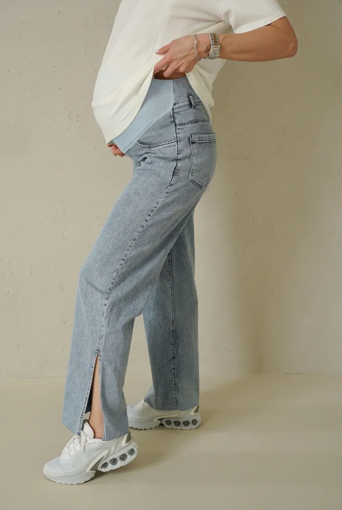 Джинси Wide leg для вагітних 45000, блакитні Джинси Wide leg для вагітних 45000, блакитні