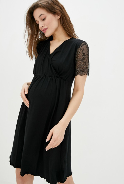 Нічна сорочка Graece для вагітних і годування, чорний