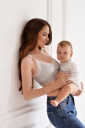 Топ для беременных и кормления White Lace Gray Large Strip