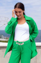 Летний костюм брюки и рубашка для беременных 4331711, зелёного цвета