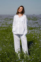 Летний костюм брюки и рубашка для беременных 4331749, белого цвета